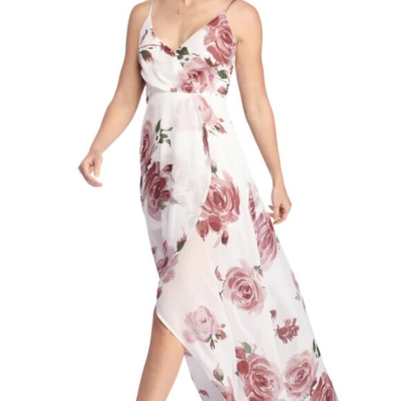 Windsor "NEW" Bohemian Floral Chiffon Cottagecore High Low Coquette Maxi Dress L - Picture 3 of 13
